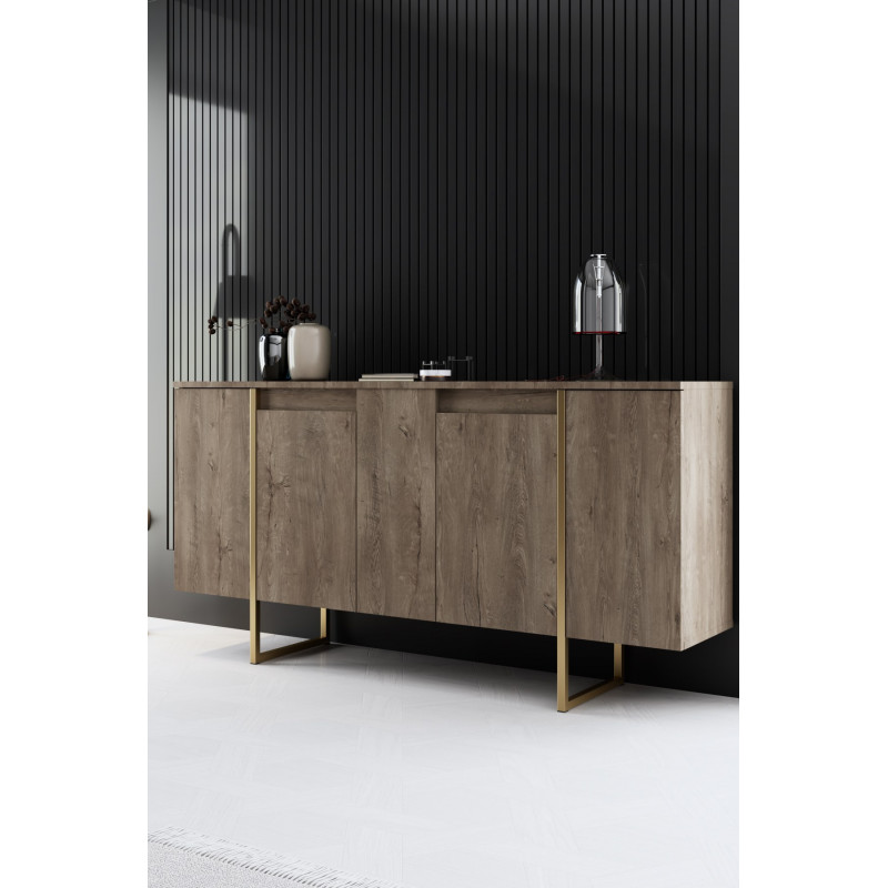 Aparador Luxe Nogal Oro Practica Hogar Aparador Luxe Nogal Oro Practica Hogar
