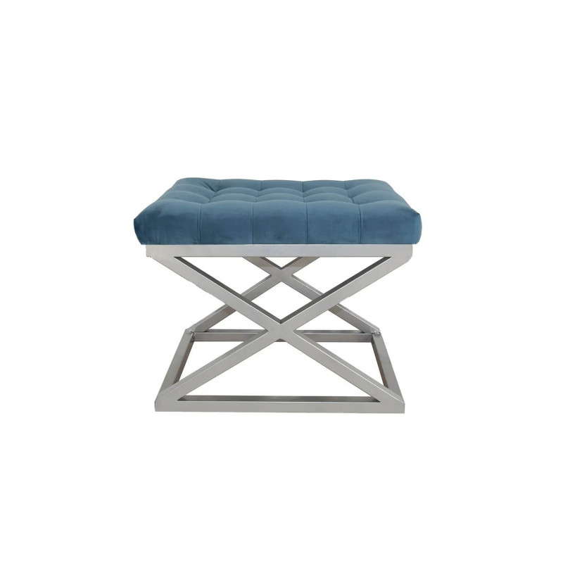Puff Capraz Plateado Azul Practica Hogar Puff Capraz Plateado Azul Practica Hogar