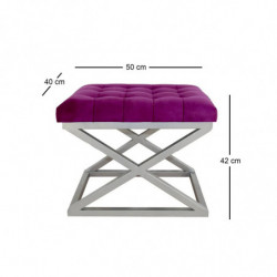 Puff Capraz Plateado Fucsia Practica Hogar