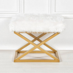 Puff Capraz Plush Dorado Blanco Practica Hogar