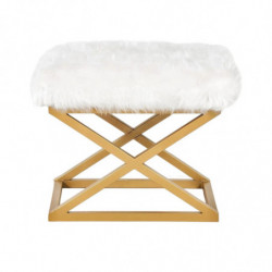 Puff Capraz Plush Dorado Blanco Practica Hogar