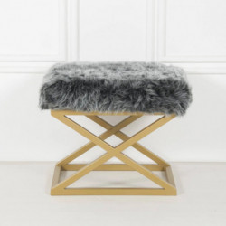 Puff Capraz Plush Dorado Gris Practica Hogar