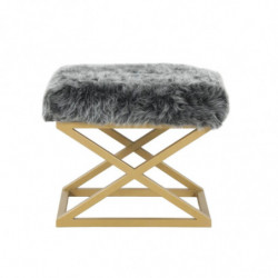 Puff Capraz Plush Dorado Gris Practica Hogar