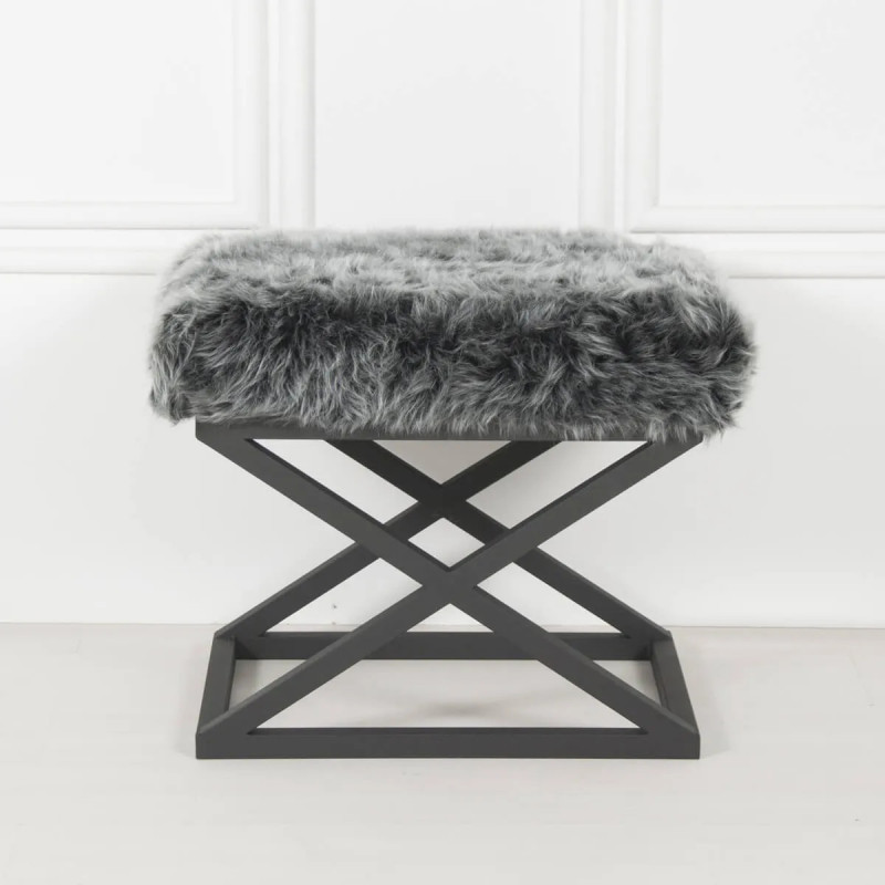 Puff Capraz Plush Negro Gris Practica Hogar Puff Capraz Plush Negro Gris Practica Hogar