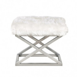 Puff Capraz Plush Plateado Blanco Practica Hogar