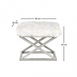 Puff Capraz Plush Plateado Blanco Practica Hogar