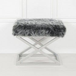 Puff Capraz Plush Plateado Gris Practica Hogar