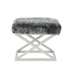 Puff Capraz Plush Plateado Gris Practica Hogar