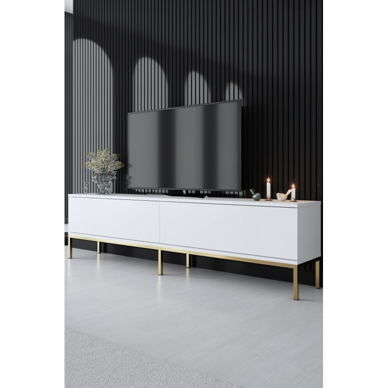 Mueble TV Lord Blanco Oro Practica Hogar Mueble TV Lord Blanco Oro Practica Hogar