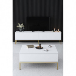 Mueble TV Lord Blanco Oro Practica Hogar