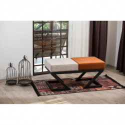 Puff Eda Beige Naranja Marrón Practica Hogar