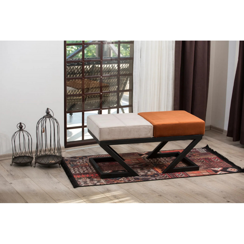 Puff Eda Beige Naranja Marrón Practica Hogar Puff Eda Beige Naranja Marrón Practica Hogar