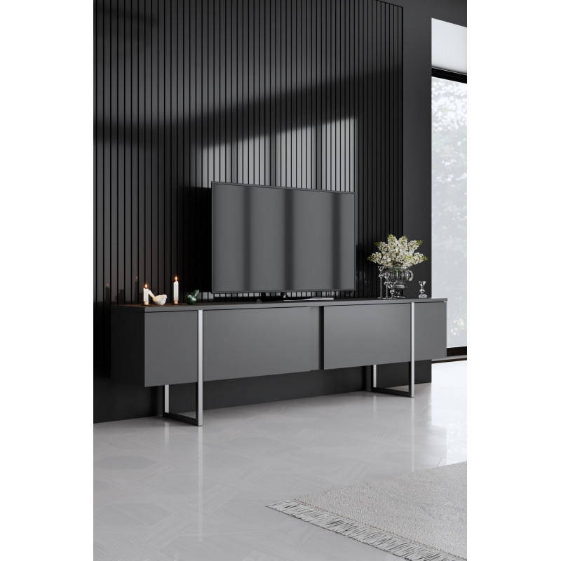 Mueble TV Luxe Antracita Plata Practica Hogar Mueble TV Luxe Antracita Plata Practica Hogar