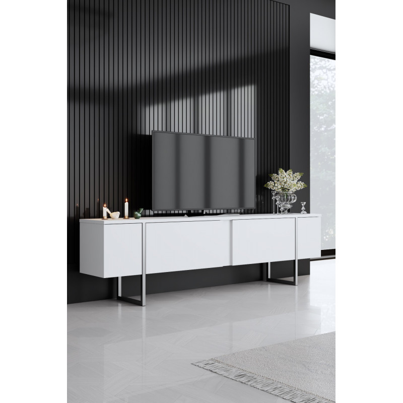 Mueble TV Luxe Blanco Plata Practica Hogar