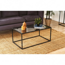 Mesa de centro Lizbon Vidrio ahumado Negro Practica Hogar