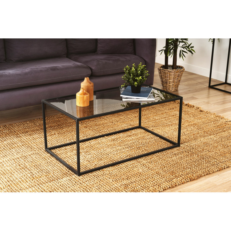 Mesa de centro Lizbon Vidrio ahumado Negro Practica Hogar Mesa de centro Lizbon Vidrio ahumado Negro Practica Hogar
