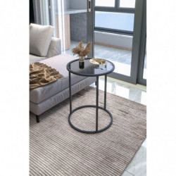 Mesa auxiliar Alya Tekli cristal Negro Practica Hogar