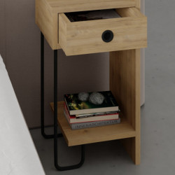 Mesita de noche Sirius Right Roble Practica Hogar