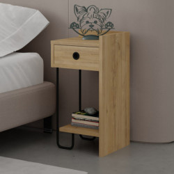 Mesita de noche Sirius Right Roble Practica Hogar