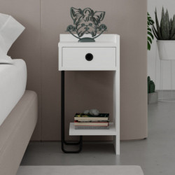Mesita de noche Sirius Right Blanco Practica Hogar