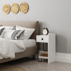 Mesita de noche Sirius Right Blanco Practica Hogar