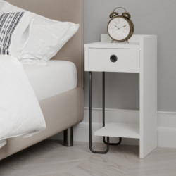 Mesita de noche Sirius Right Blanco Practica Hogar
