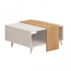 Mesa de centro Dowel Roble Blanco Practica Hogar