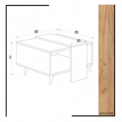 Mesa de centro Dowel Roble Blanco Practica Hogar