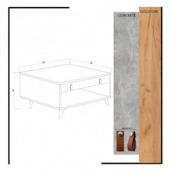 Mesa de centro Brida Roble Blanco Practica Hogar