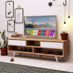Mueble TV Glasgow Roble Blanco Practica Hogar