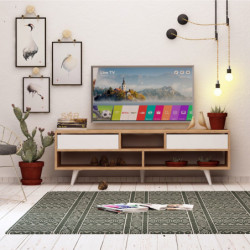 Mueble TV Glasgow Roble Blanco Practica Hogar