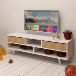 Mueble TV Angola Roble Blanco Practica Hogar