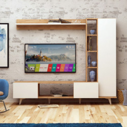 Mueble TV Rambuty Roble Blanco Practica Hogar