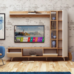 Mueble TV Rambuty Roble Blanco Practica Hogar