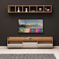 Mueble TV Lichi Roble Blanco Practica Hogar