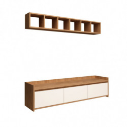 Mueble TV Lichi Roble Blanco Practica Hogar