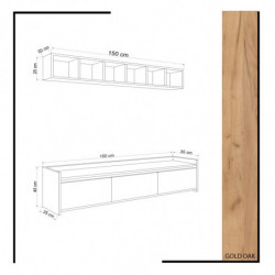 Mueble TV Lichi Roble Blanco Practica Hogar