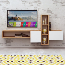Mueble TV Kumkuat Roble Blanco Practica Hogar
