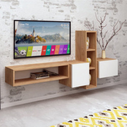 Mueble TV Kumkuat Roble Blanco Practica Hogar