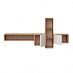Mueble TV Kumkuat Roble Blanco Practica Hogar