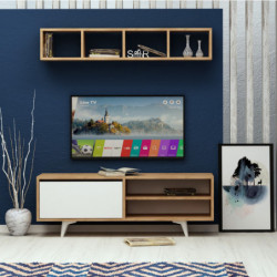 Mueble TV Duku Roble Blanco Practica Hogar