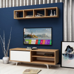 Mueble TV Duku Roble Blanco Practica Hogar