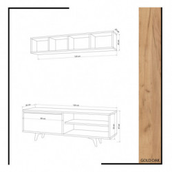 Mueble TV Duku Roble Blanco Practica Hogar