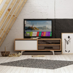 Mueble TV Maku Roble Blanco Practica Hogar