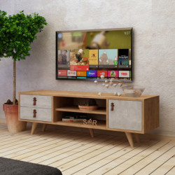 Mueble TV Seva Roble Blanco Practica Hogar