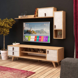 Mueble TV Eleva Roble Blanco Practica Hogar
