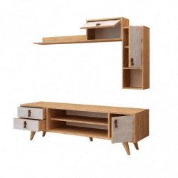 Mueble TV Eleva Roble Blanco Practica Hogar