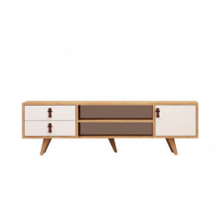 Mueble TV Lara Roble Blanco Practica Hogar
