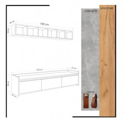 Mueble TV Sleppa Roble Blanco Practica Hogar