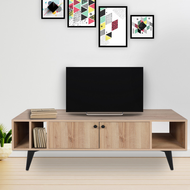 Mueble TV Sidney Roble Negro Practica Hogar Mueble TV Sidney Roble Negro Practica Hogar